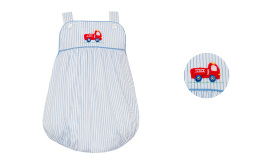 FIRETRUCK- Lt. Blue Knit Stripe Strap Bubble