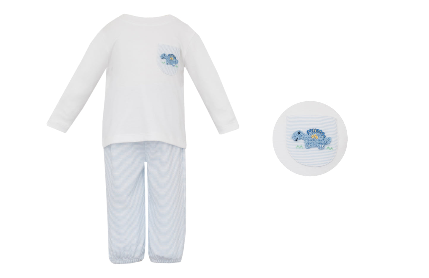Dinosaur Light Blue Stripe Pant Set