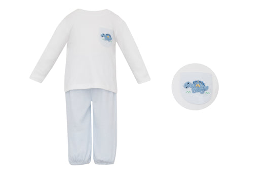 Dinosaur Light Blue Stripe Pant Set