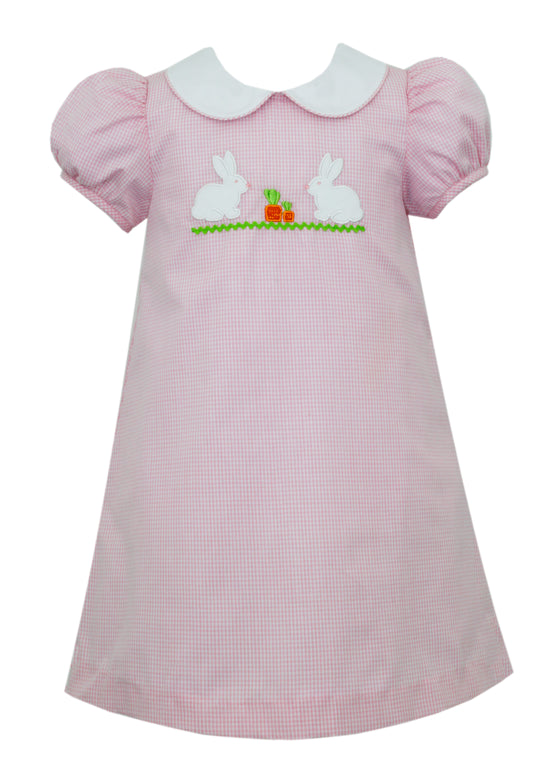 Bunny With Carrot Pink Gingham Dress