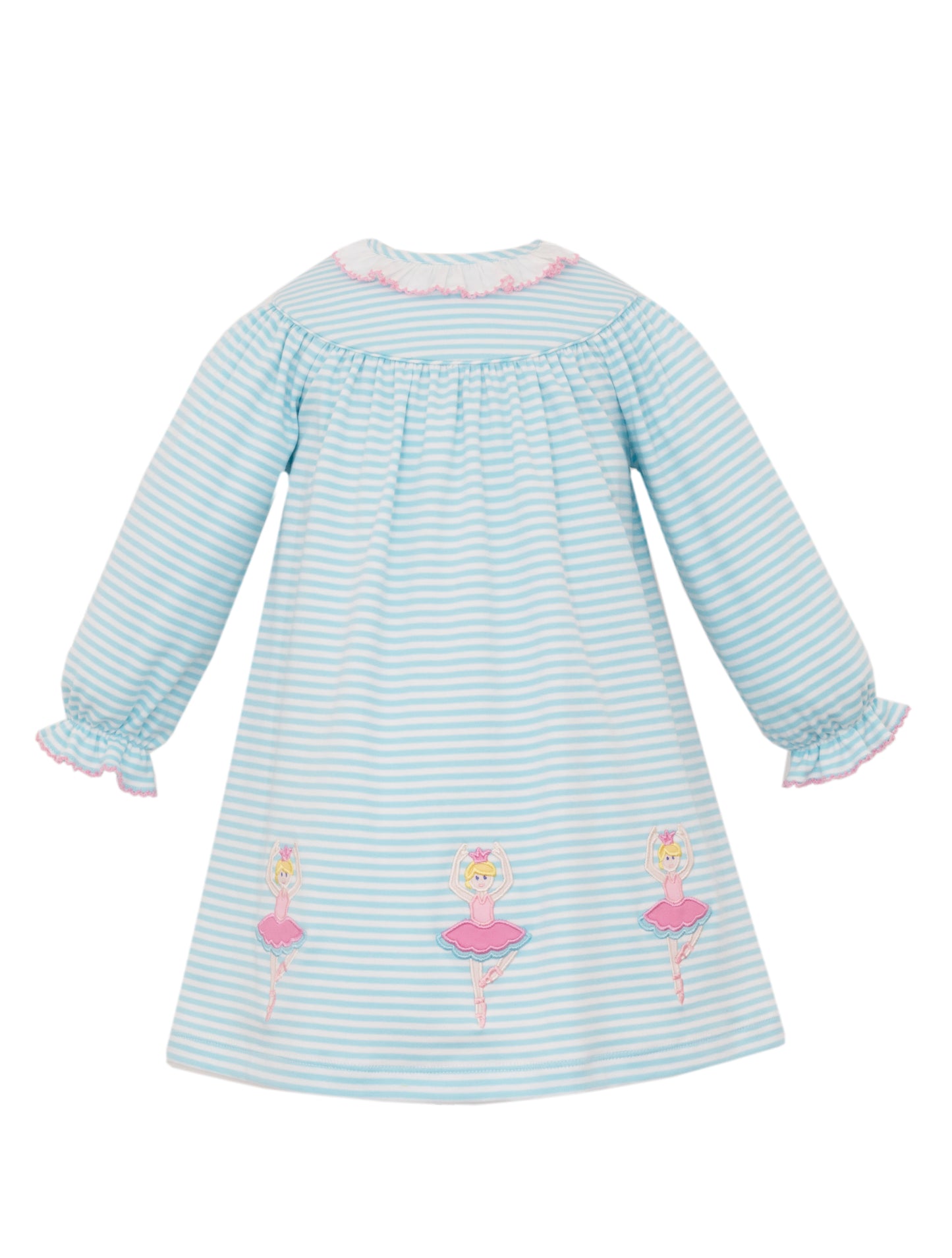 Ballerinas Aqua Knit Stripe Bishop Dress