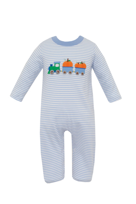Pumpkin Train Knit Romper