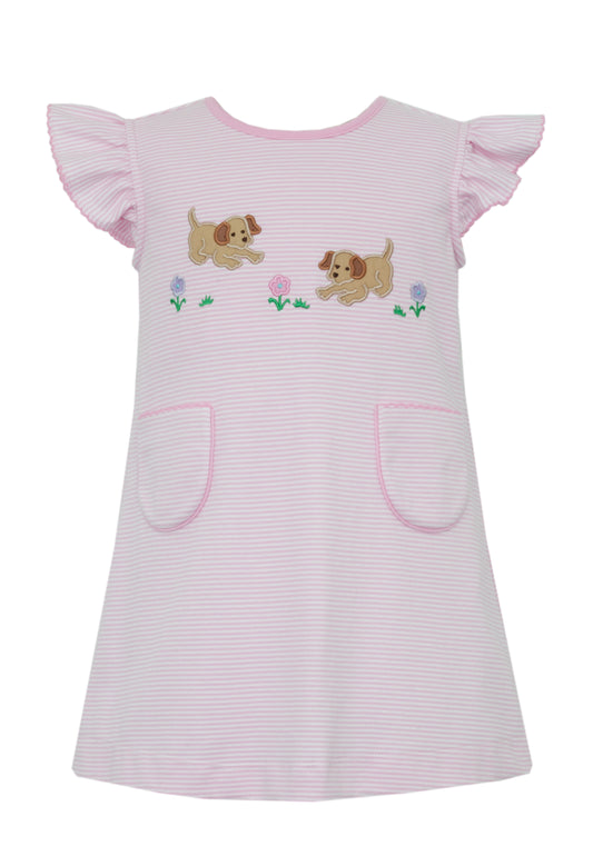 Garden Puppies Pink Knit Stripe Dress