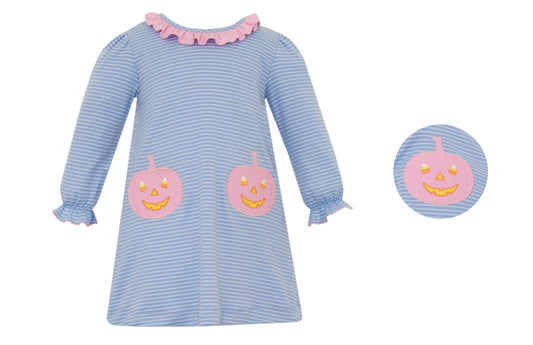 Pink Pumpkin Blue Stripe Knit Dress