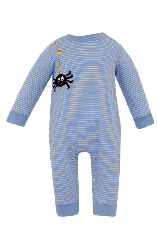 Spider Blue Knit Stripe Long Romper