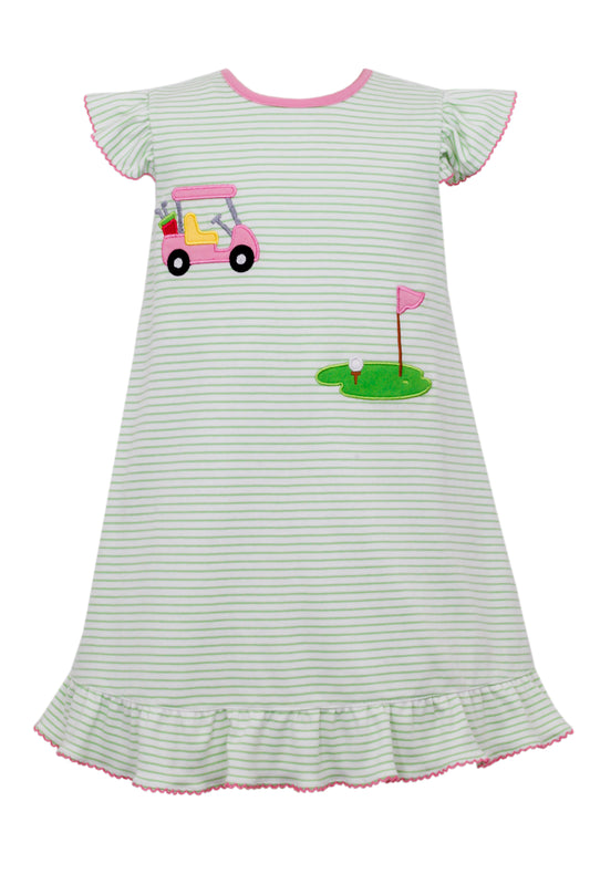 Golf Green Knit Stripe Dress