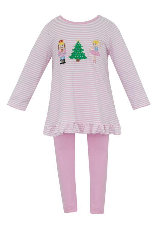 Nutcracker Pink Knit Stripe Tunic Set