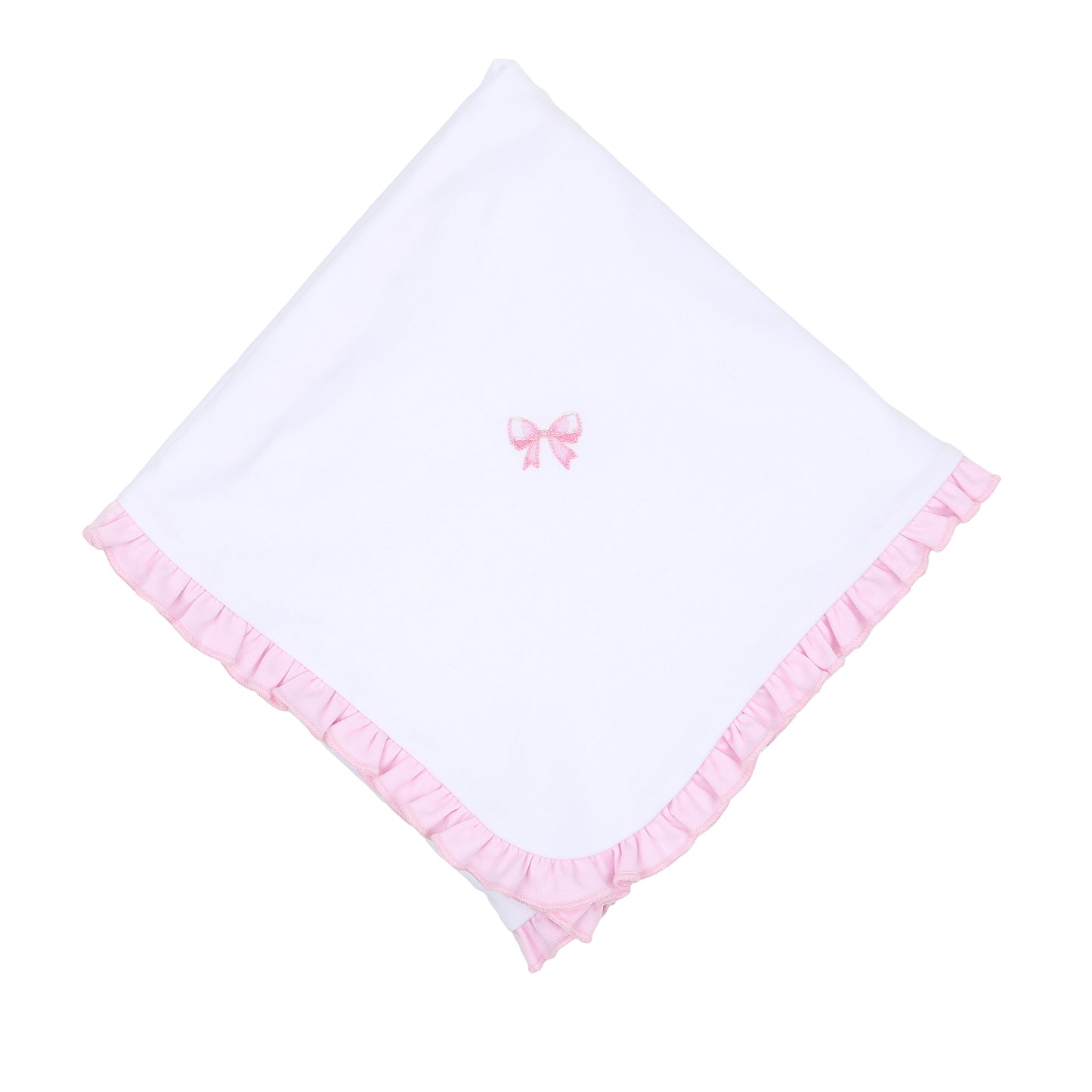 Baby Bows Embroidered Ruffle Receiving Blanket