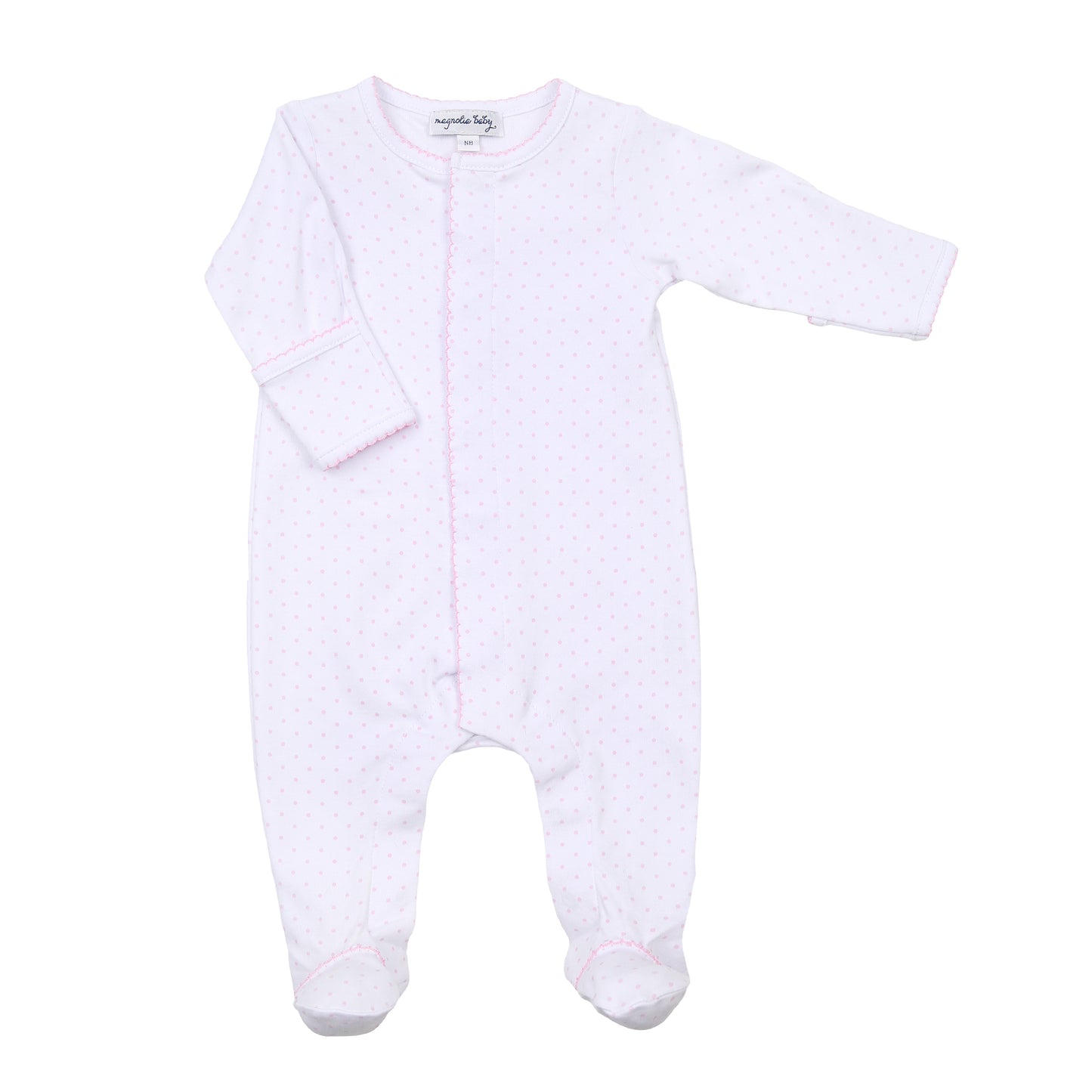 Mini Dots Ruffle Front Pink Footie