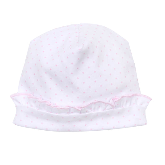 Mini Dots Light Pink Ruffle Hat