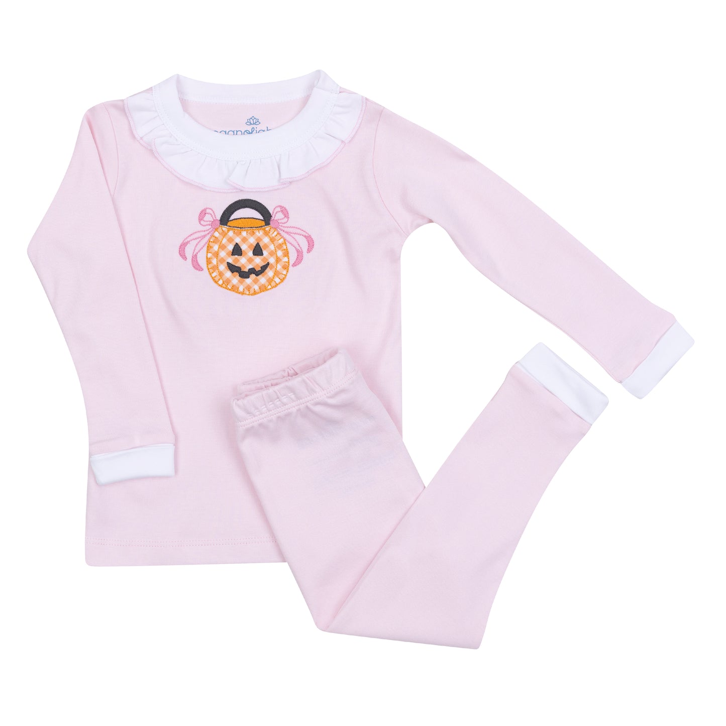 Trick Or Treat Applique Long Pajamas - Pink