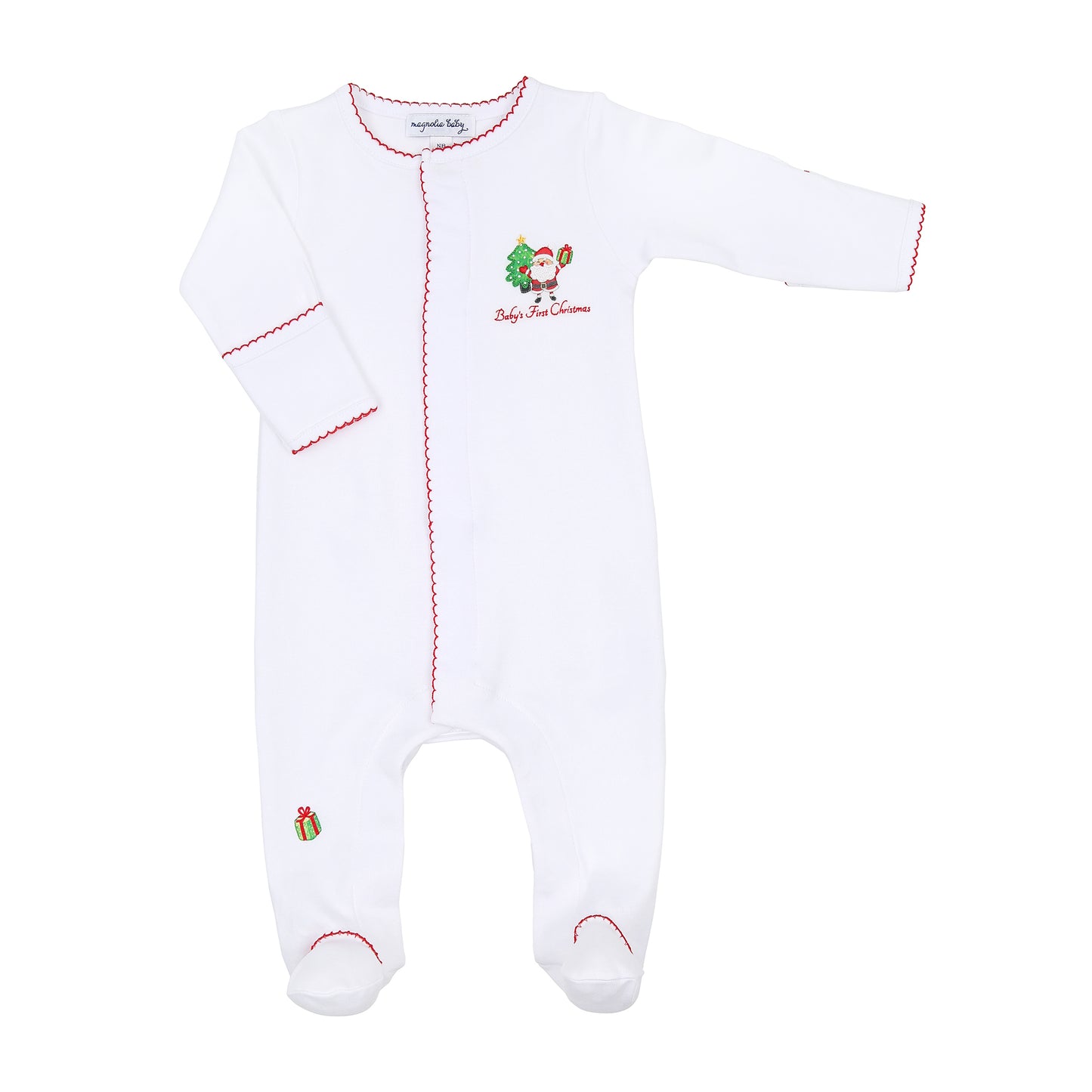 Jolly Holiday Embroidered Baby's First Footie