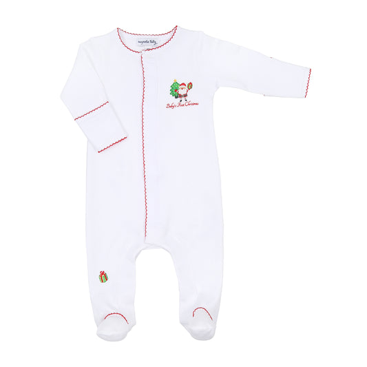 Jolly Holiday Embroidered Baby's First Footie