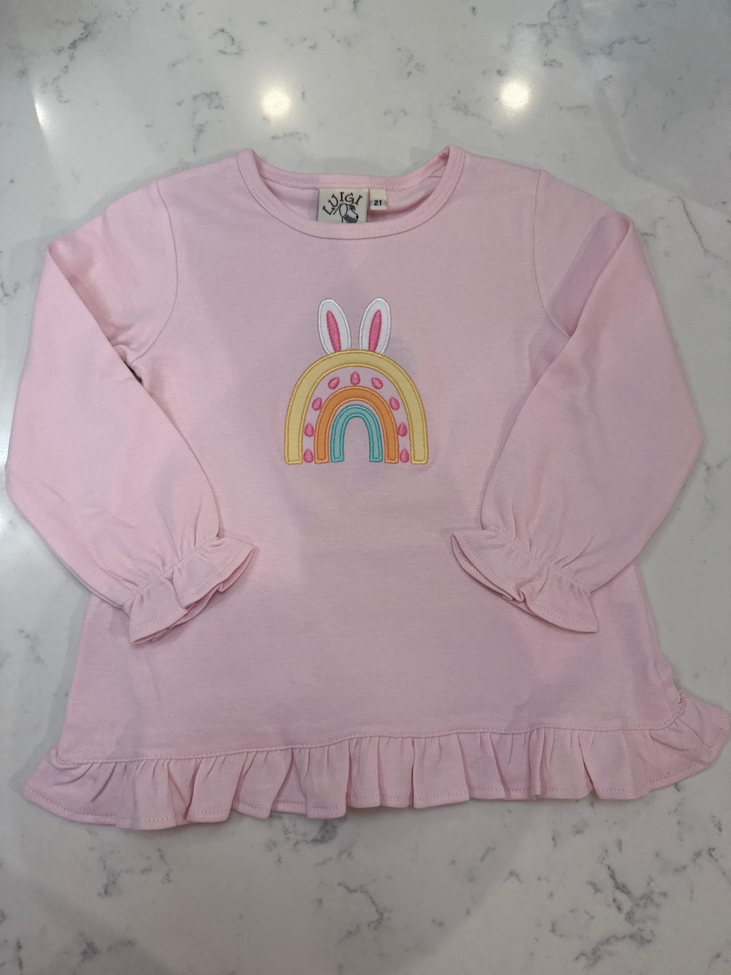 Pink Ruffle Swing Top Easter Rainbow