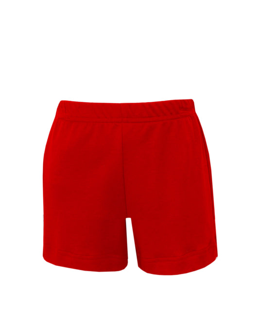 Solid Red Knit Shorts
