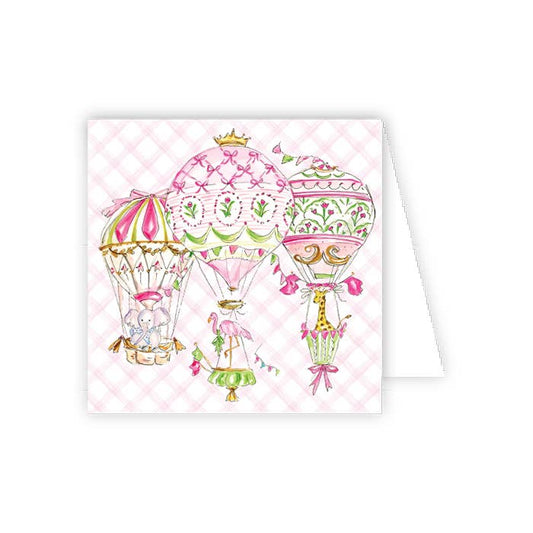 Pink Hot Air Balloon with Animals Enclosure Card