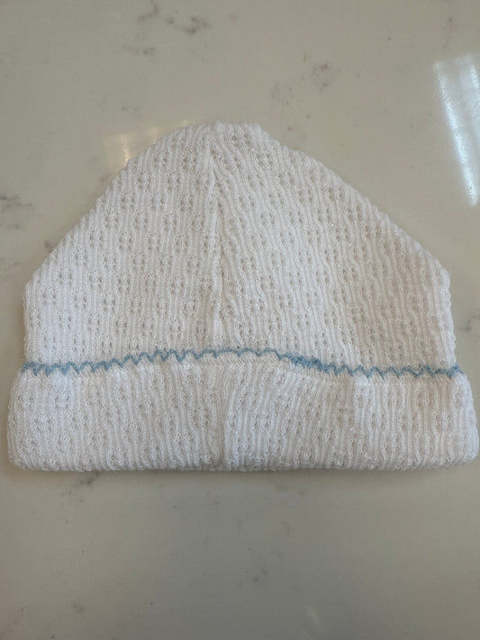 White Sailor Beanie with Blue