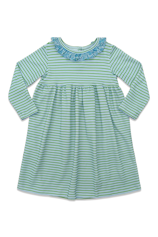 Cici Dress Snowdrop Floral and Stripe