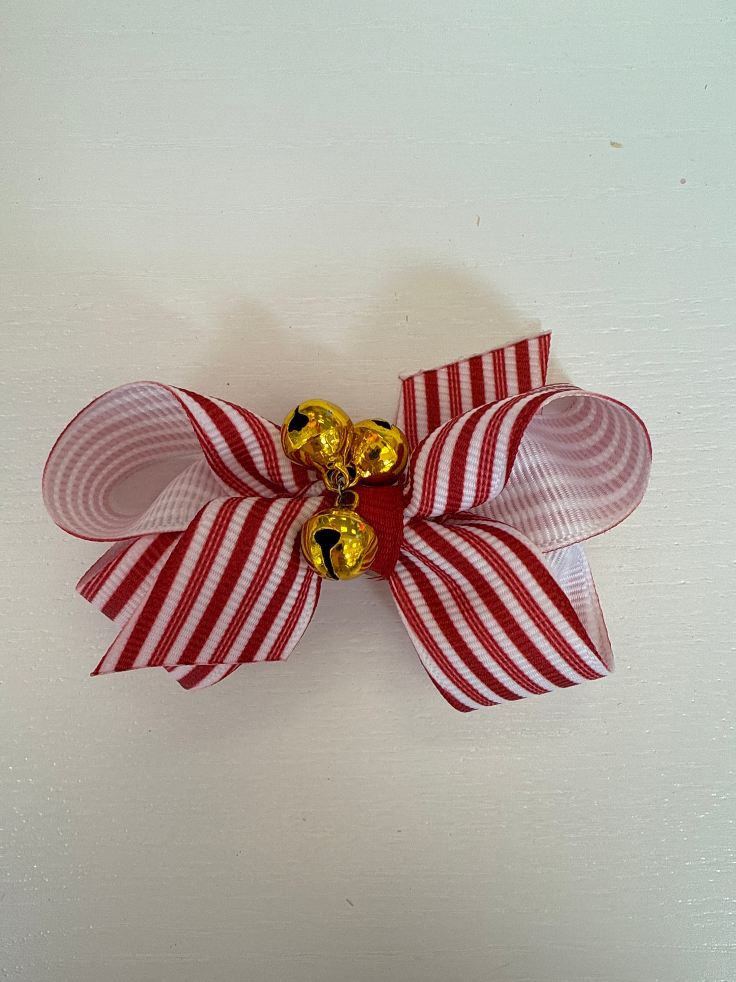 Christmas Print Mini Bow W/ Bells