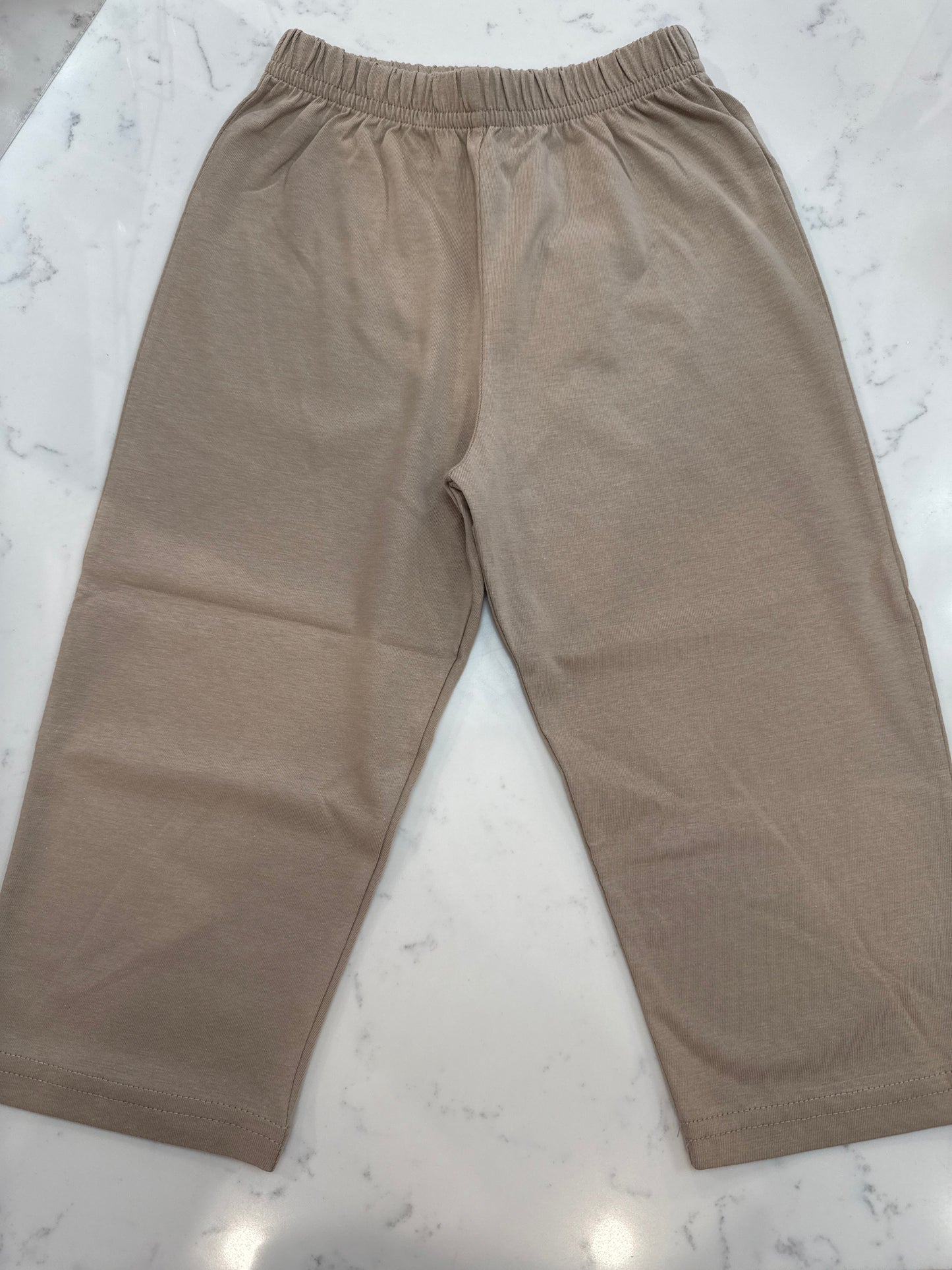 Jersey Solid Straight Pant- Sand