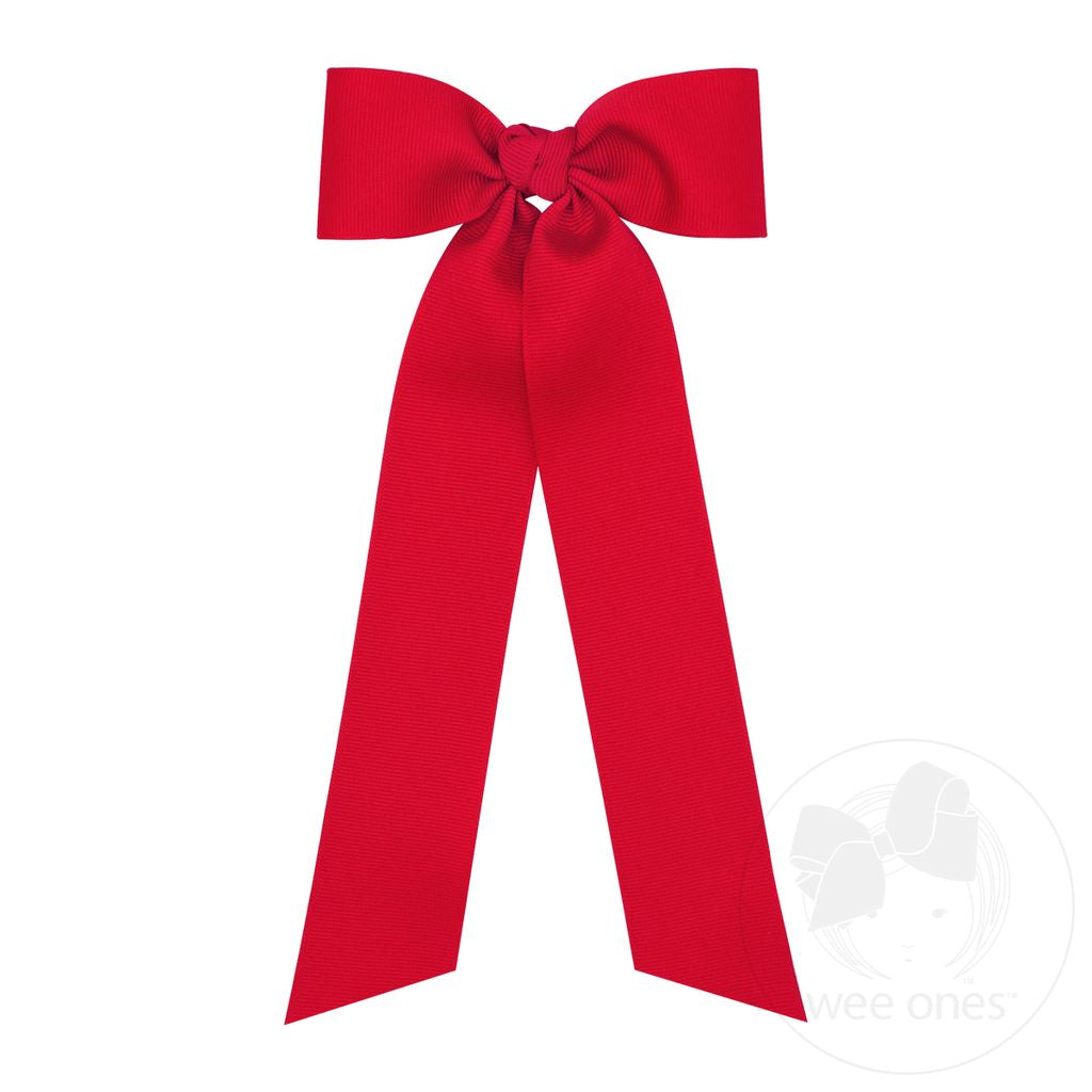 Medium Grosgrain Hair Bowtie with Knot Wrap and Streamer Tails