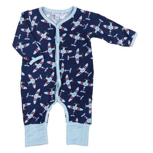 Up, Up and Away Navy Printed Playsuit