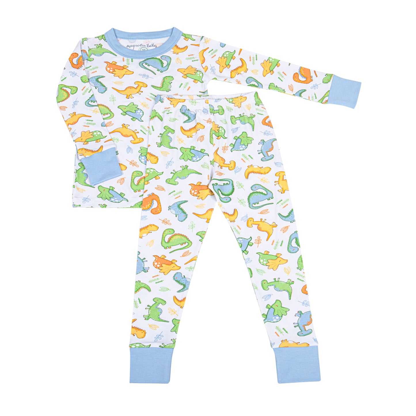 Dino Dream Long Pajamas Light Blue