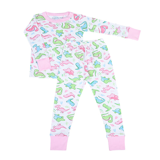 Dino Dreams Long Pajamas Pink