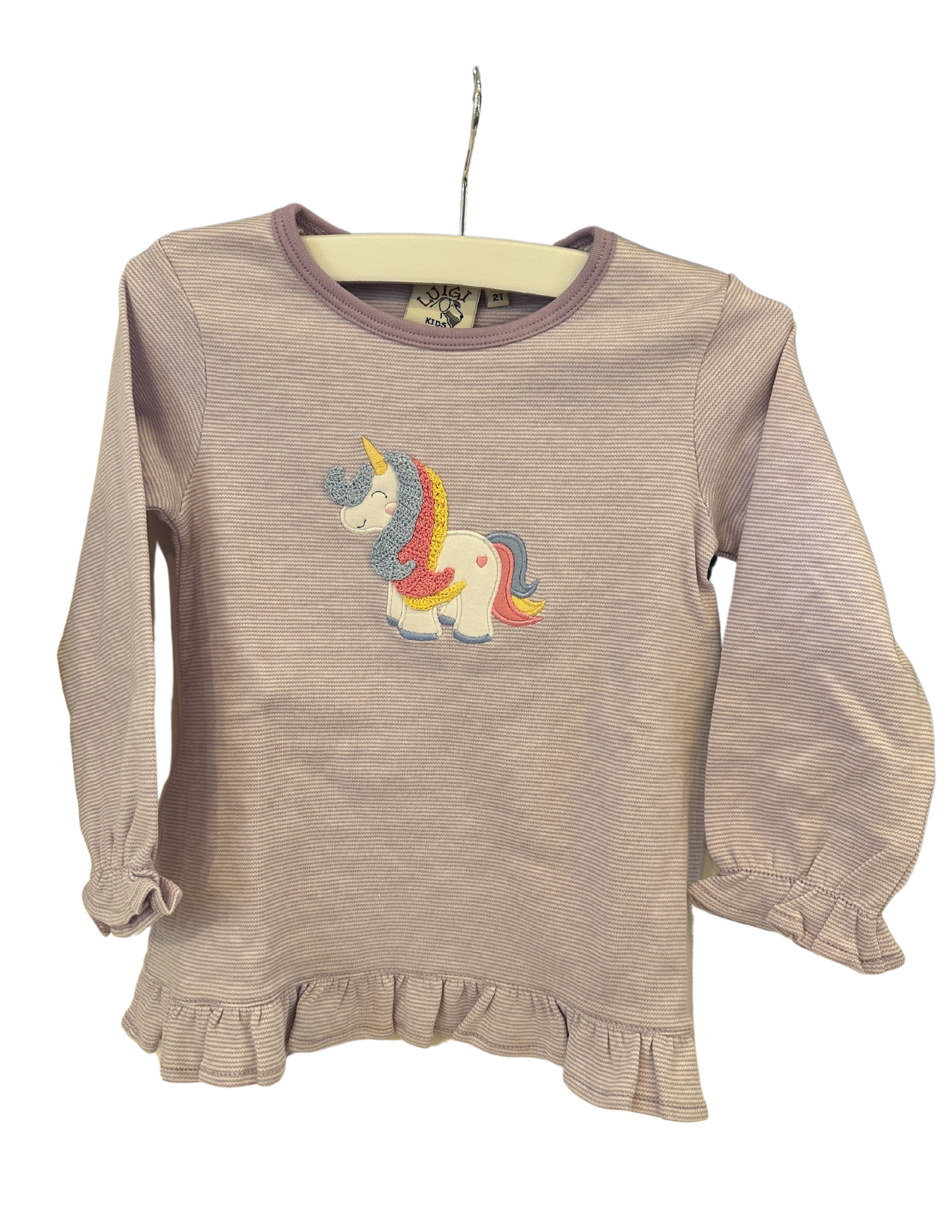 Purple Stripe LS Unicorn Top