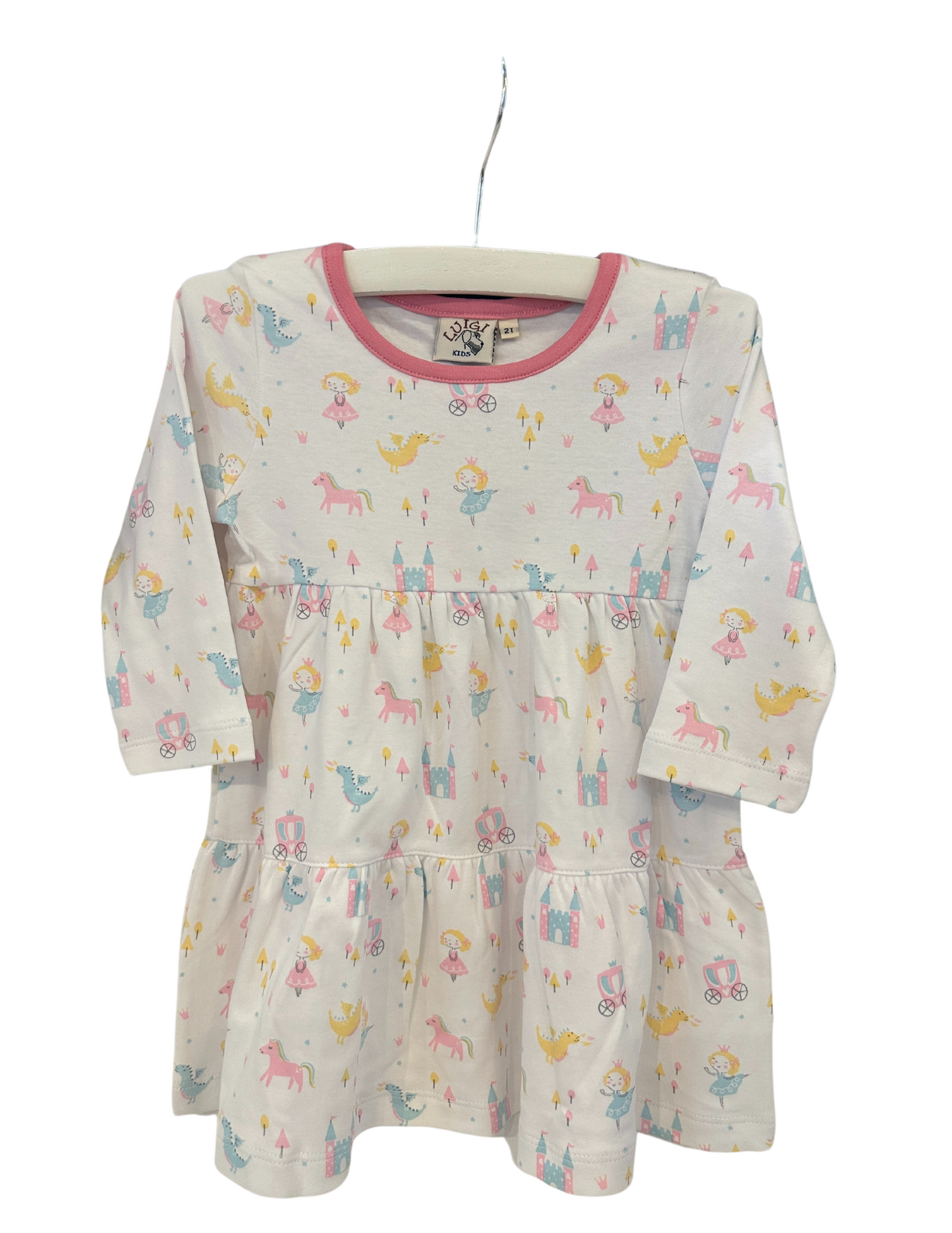 Tiered LS Princess Printed Dress