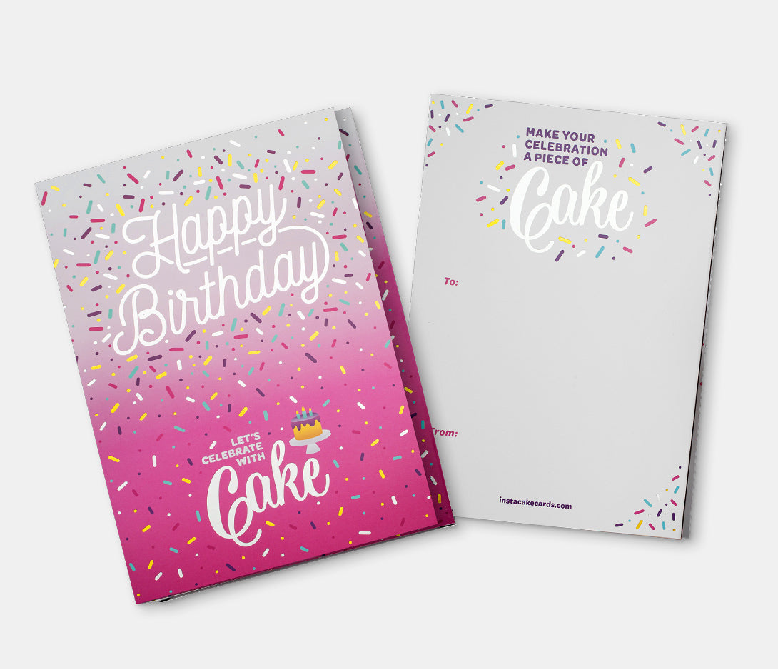 Happy Birthday Cake Card Pink- Chocolate