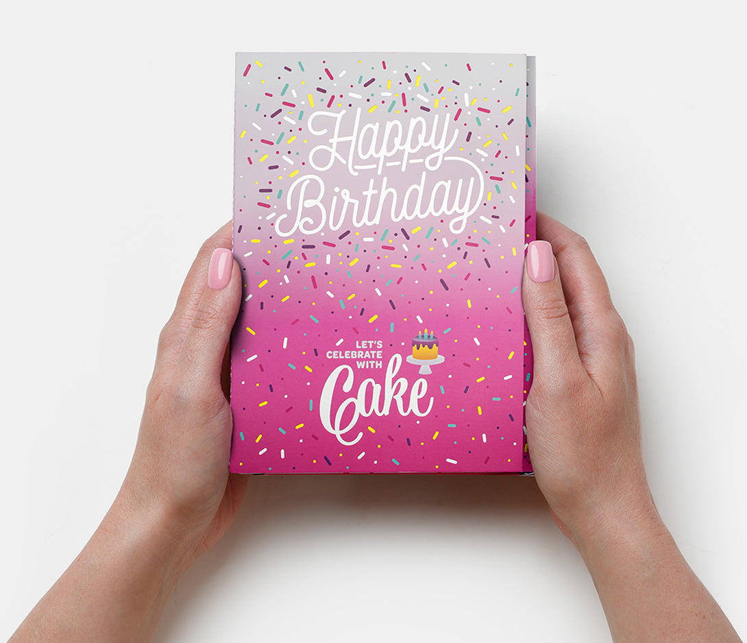 Happy Birthday Cake Card Pink- Chocolate
