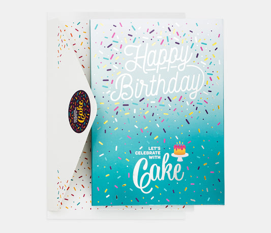 Happy Birthday Cake Card Teal- Vanilla