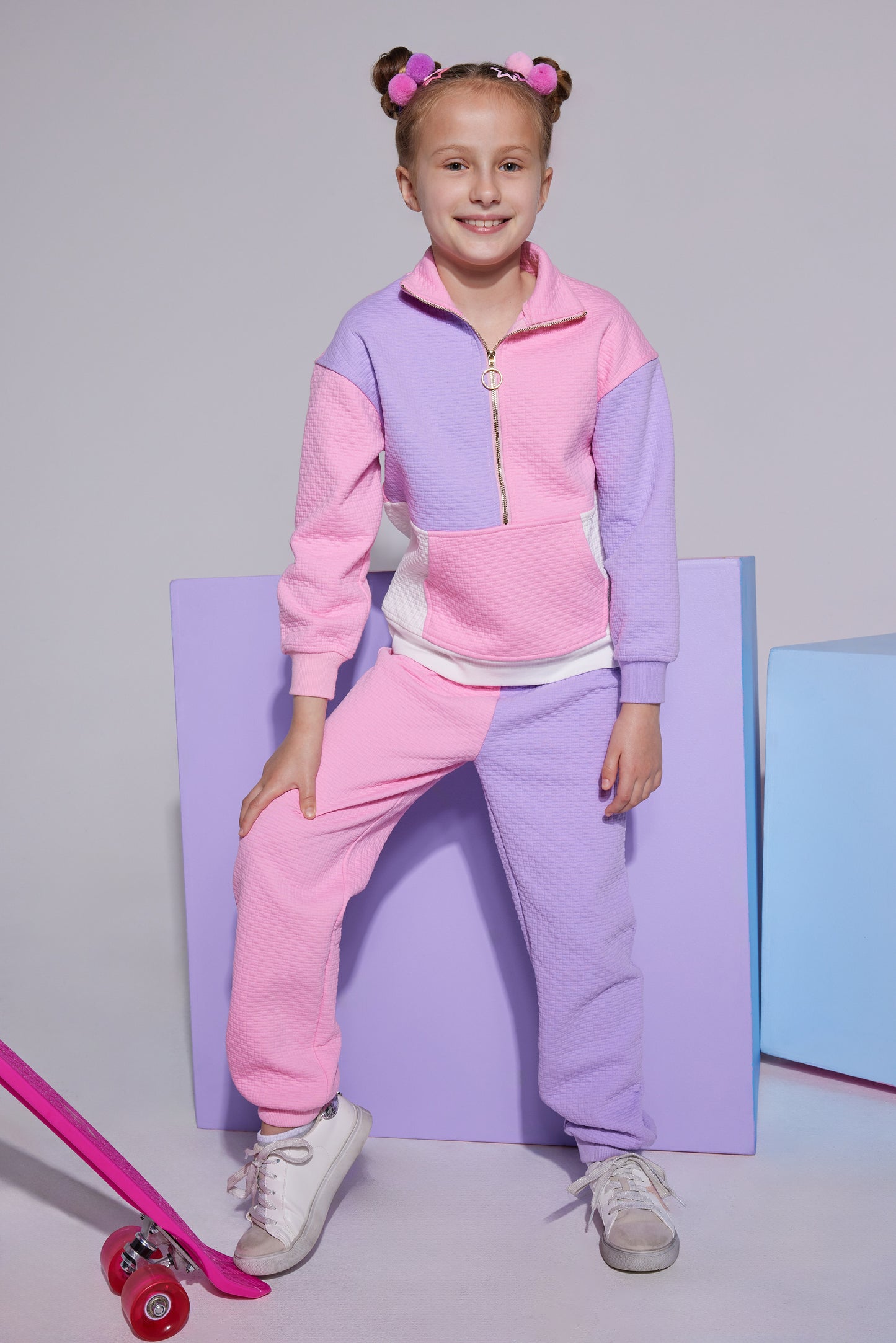 Color Block Pullover Pink and Lilac