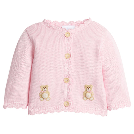 Crochet Cardigan Pink Teddy Bear