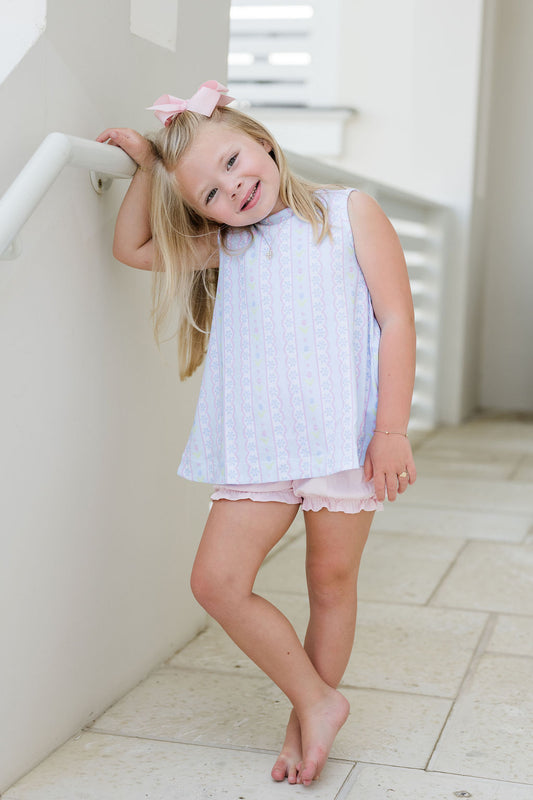 Blue Floral Scallop Lottie Bloomer Set