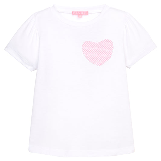 Pink Seersucker Heart Essential Tee