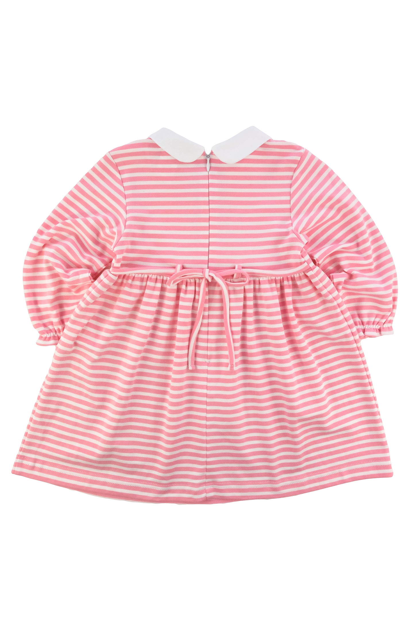 Pink Stripe Knit Dress With Flowers