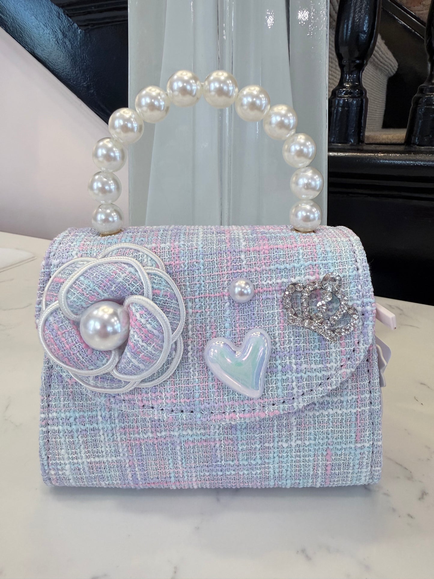 Floral Decor Tweed Purse