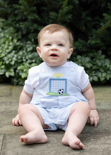 Check Seersucker Shortall With Soccer Goal