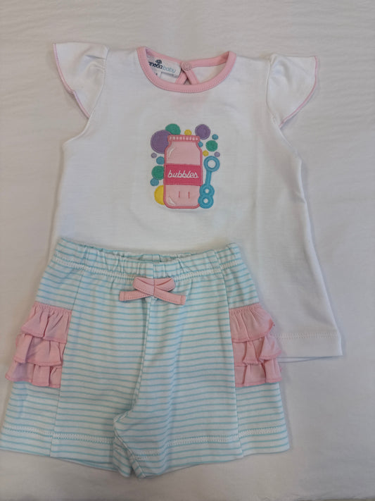 Sweet Bubbles Applique Ruffle Flutters Short Set