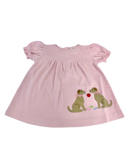 Pink Ruffle Blouse Dog with Apple