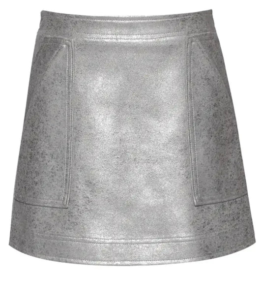 Shimmer Foiled Faux Leather Skirt