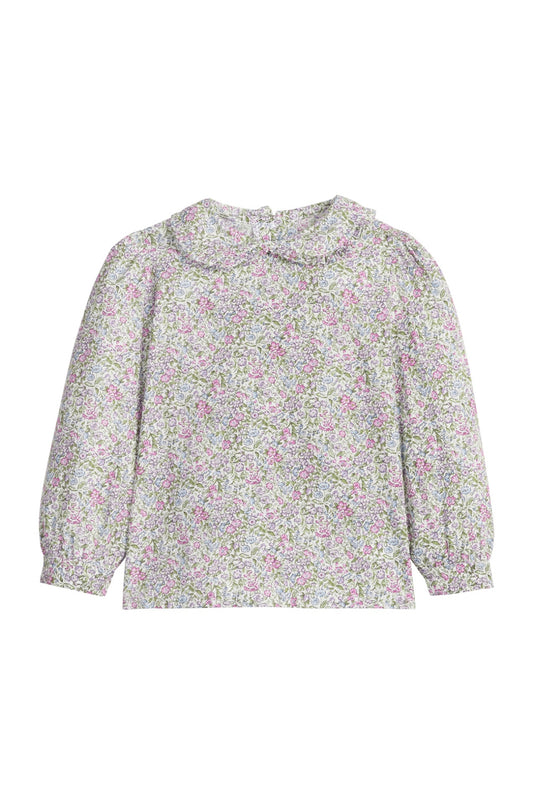 Ruffled Peter Pan Blouse- Lavender Gables Floral