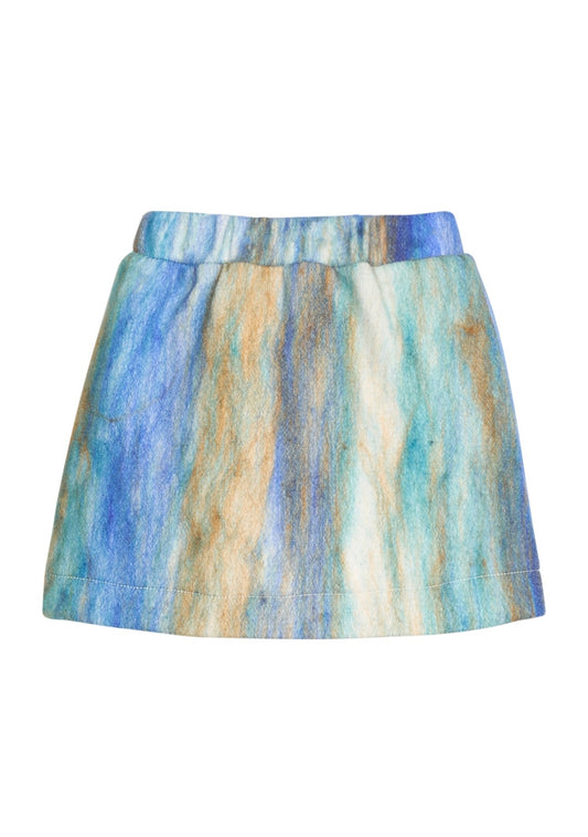 Mini Skirt- Blue Multi Stripe Wool