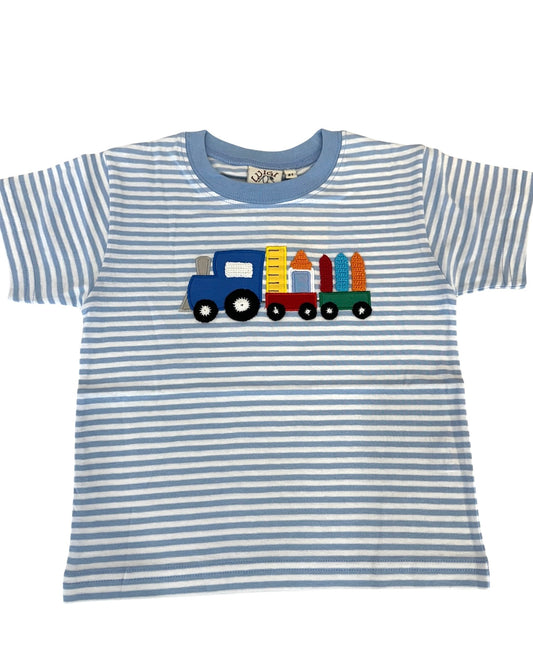 Stripe Shirt with School Supplies Train