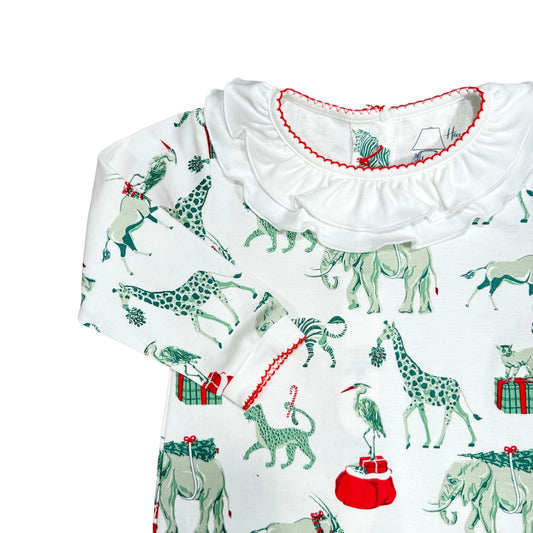 Christmas Safari Footless Ruffled Playsuit
