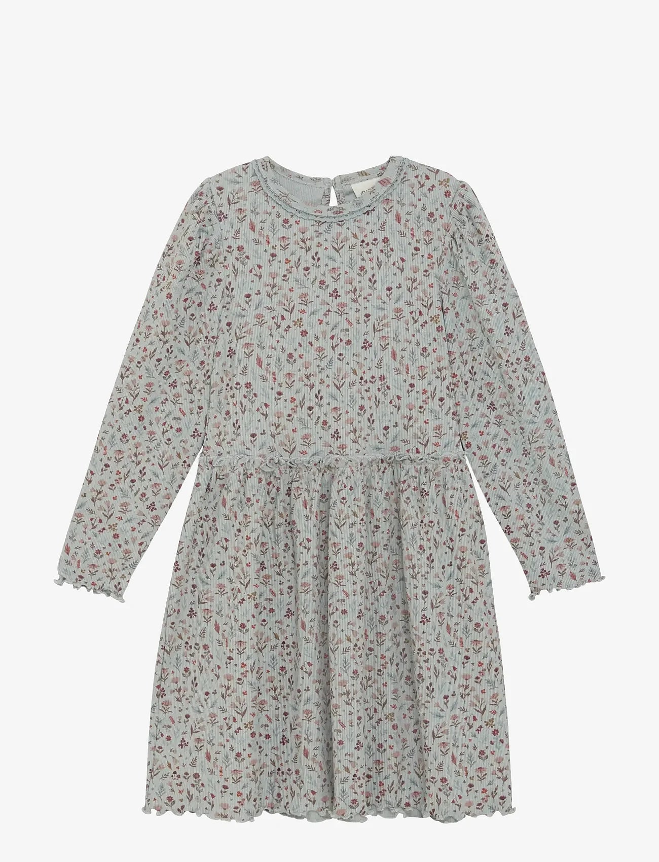 Minymo LS AOP Rib Dress - Puritan Gray