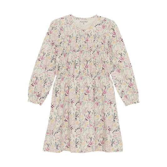 Minymo AOP LS Dress- Floral Sandshell
