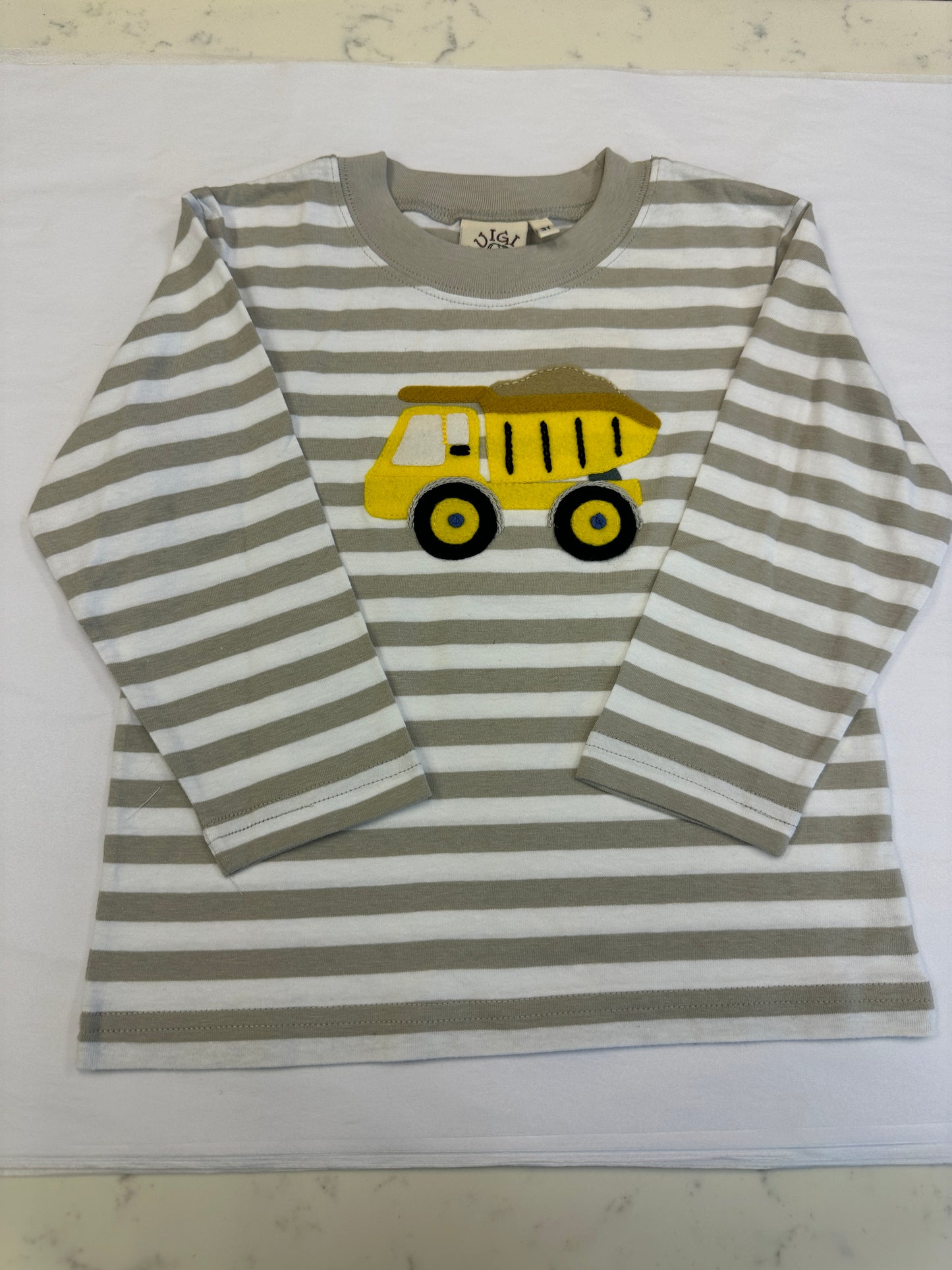 Grey Striped Dump Truck LS T-Shirt
